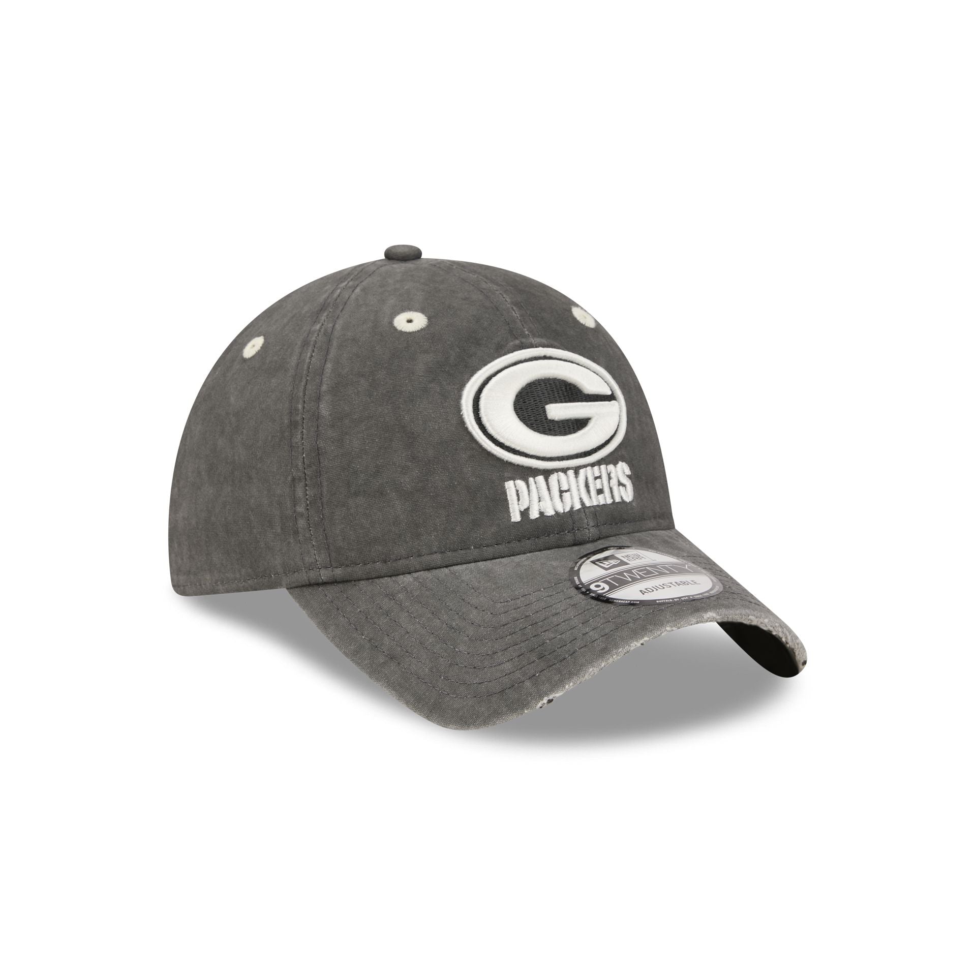 Green Bay Packers Washed Black Cotton 9TWENTY Adjustable Hat