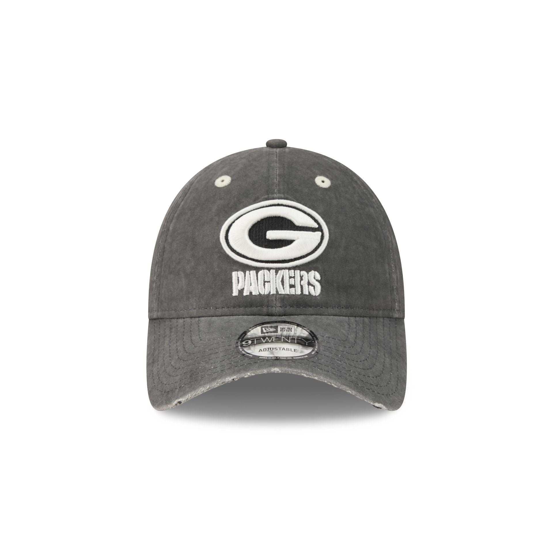 Green Bay Packers Washed Black Cotton 9TWENTY Adjustable Hat