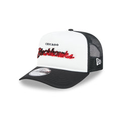 Chicago Blackhawks Fade Script 9FIFTY A-Frame Trucker Hat