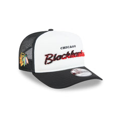Chicago Blackhawks Fade Script 9FIFTY A-Frame Trucker Hat