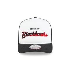 Chicago Blackhawks Fade Script 9FIFTY A-Frame Trucker Hat