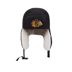Alpha Industries x Chicago Blackhawks Black Puffer Trapper Hat