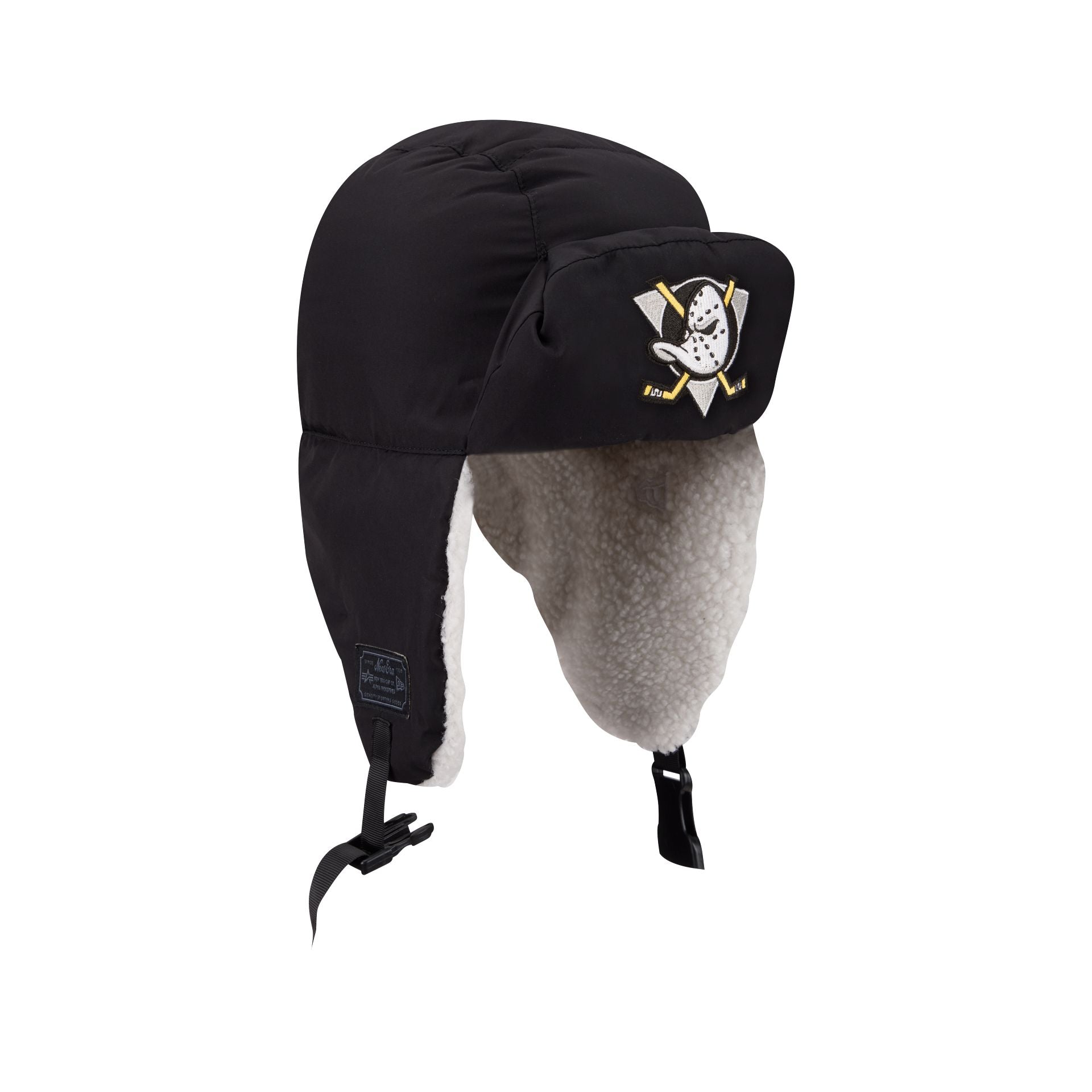 Alpha Industries x Anaheim Ducks Black Puffer Trapper Hat