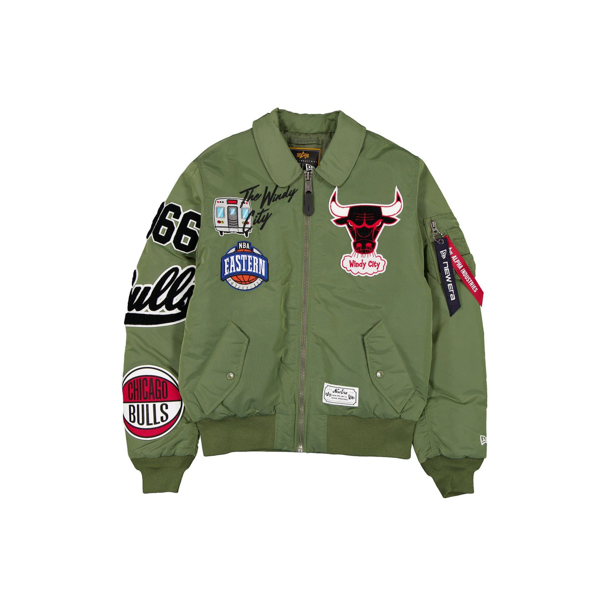 Alpha Industries x Chicago Bulls Hardwood Classic Sage Green MA-1 Flight Jacket