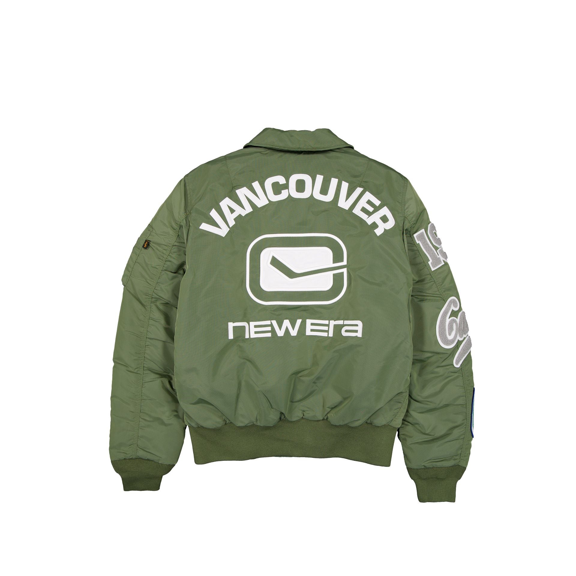 Alpha Industries x Vancouver Canucks Sage Green MA-1 Flight Jacket