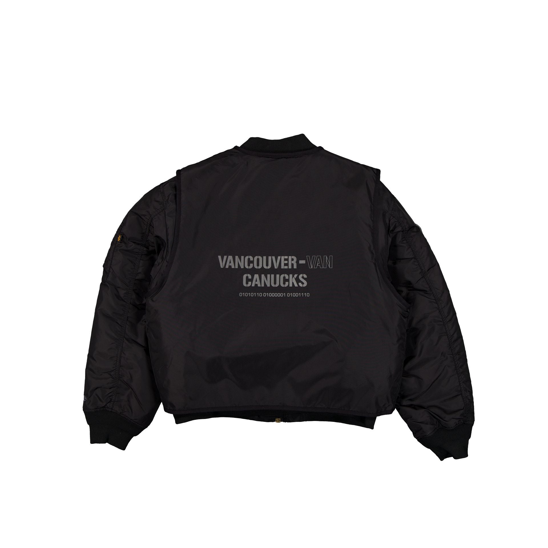 Alpha Industries x Vancouver Canucks Black 2-in-1 MA-1 Flight Jacket + Vest
