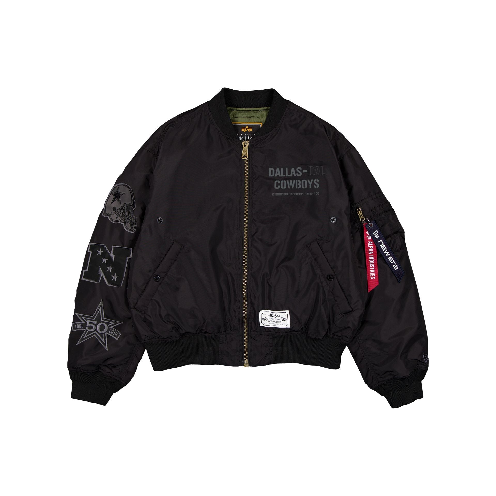 Alpha Industries x Dallas Cowboys Black 2-in-1 MA-1 Flight Jacket + Vest