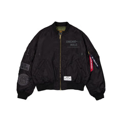 Alpha Industries x Chicago Bulls Black 2-in-1 MA-1 Flight Jacket + Vest