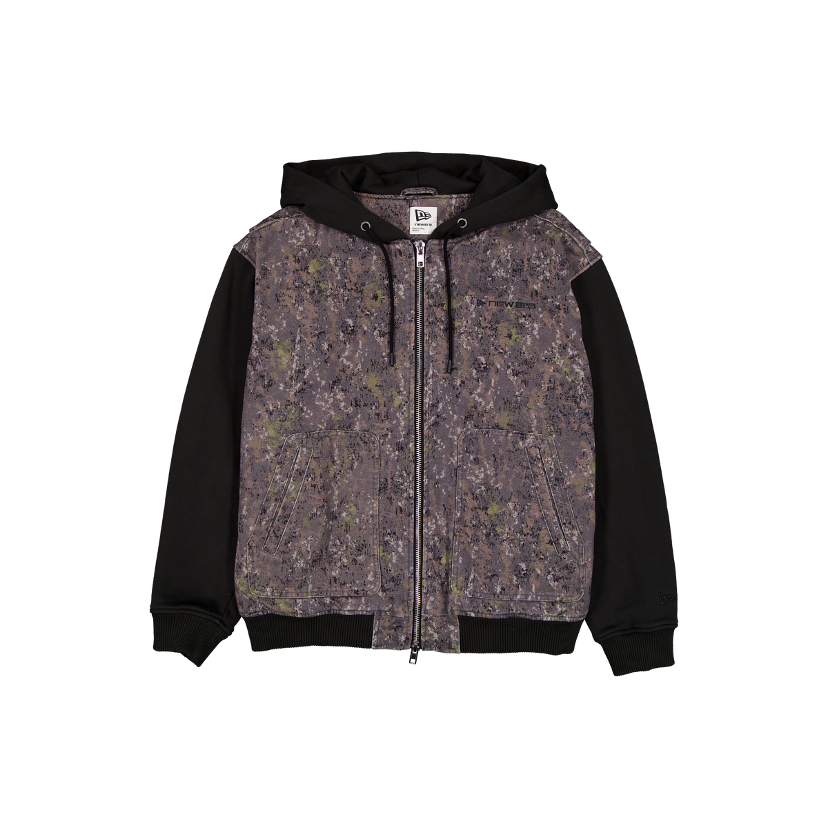 New Era Branded Cap Commuters Bomber Knit Abstract Camo Full-Zip Hoodie