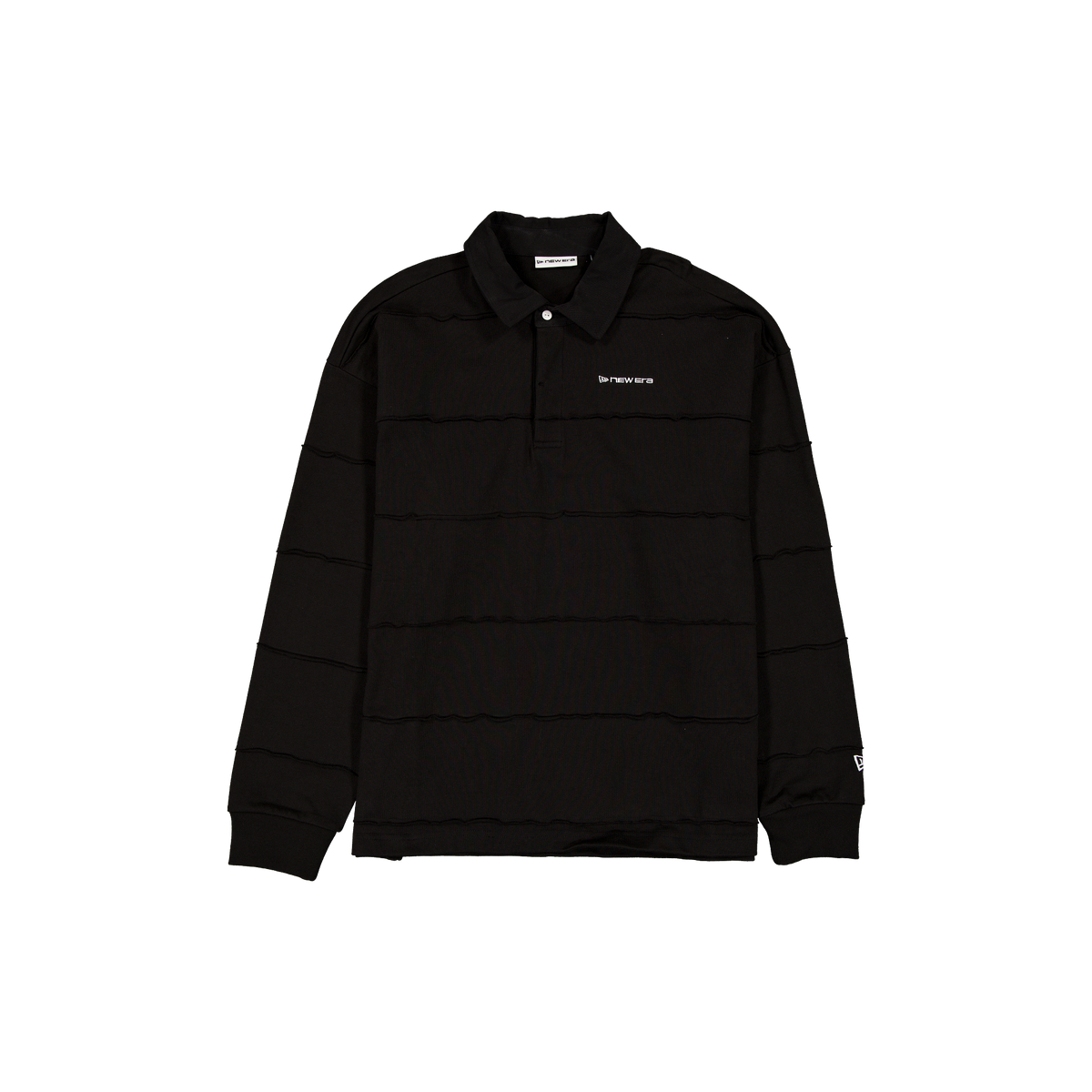 New Era Branded Alden Cut & Sew Black Long Sleeve Rugby Shirt