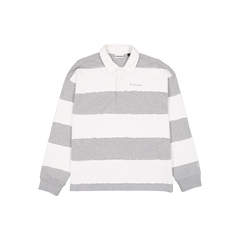 New Era Branded Alden Cut & Sew Heather Gray Long Sleeve Rugby Shirt