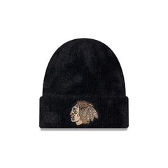 Chicago Blackhawks Camo Logo Fuzzy Cuff Knit Beanie Hat