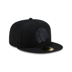 Chicago Blackhawks Black on Black 59FIFTY Fitted Hat