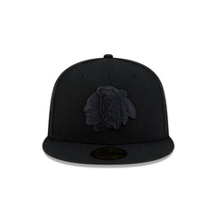 Chicago Blackhawks Black on Black 59FIFTY Fitted Hat